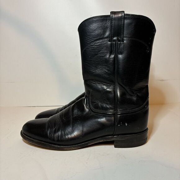 Justin Cowboy Western Boots Mens Size 9.5 D Black Cowboy Boots 3133 Made In USA - Picture 3 of 13
